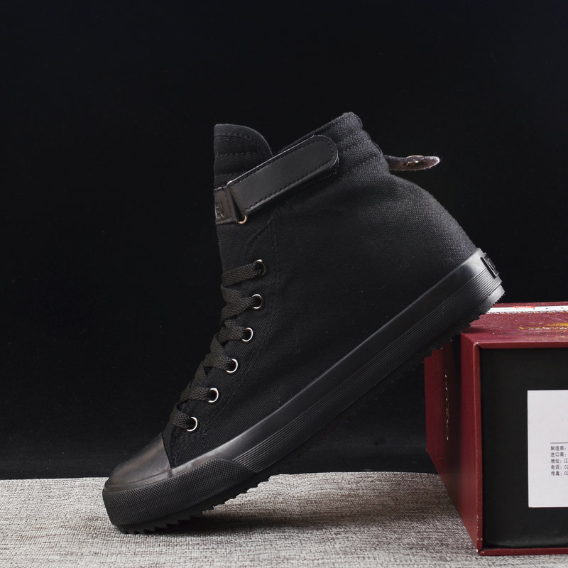 Men'S Shoes Black And White - Baskets montantes en toile pour hommes,
