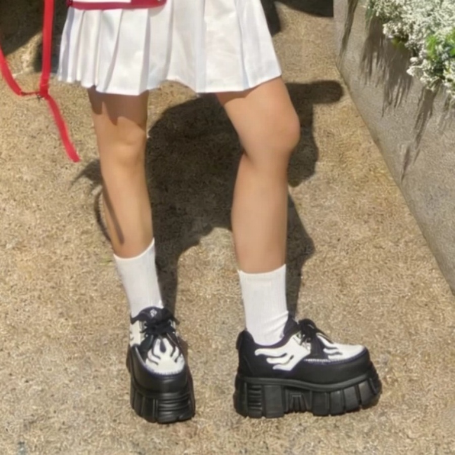 Chaussures à plateforme en cui - Men'S Shoes Black And White avis et prix