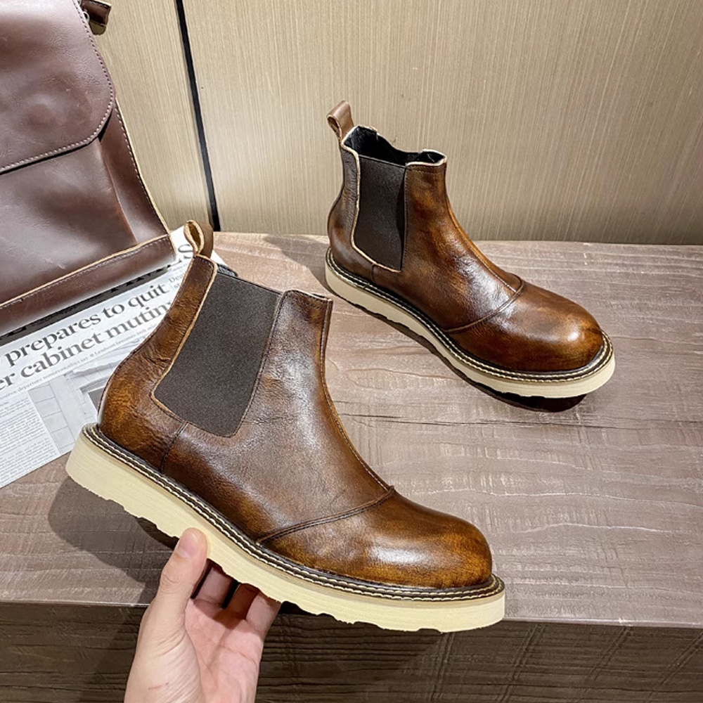 Bottes Chelsea rétro en cuir v - Men Shoes Oxford avis et prix